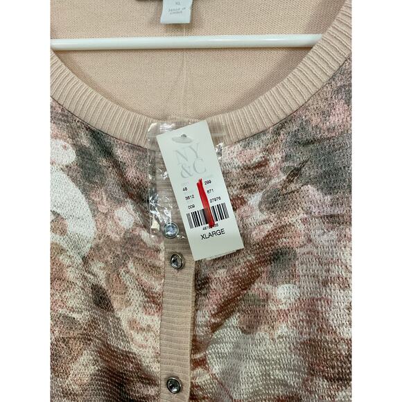 NWT New York & Company Sz XL Pink Floral Cardigan Sweater Jewel Buttons Coquette - Picture 6 of 7